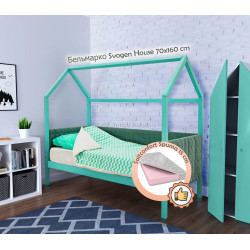 Pat casuta cu saltea Бельмарко Svogen tapitat Mint + Saltconfort Spuma 70х160/15