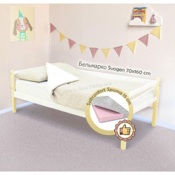 Pat cu saltea Бельмарко Svogen Beige/White + Saltconfort Spuma 70х160/15