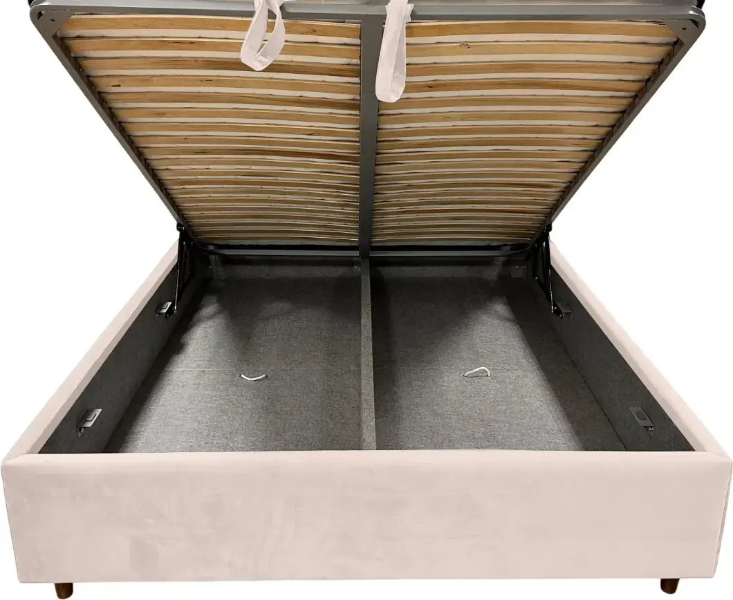 Pat cu saltea Charmbed Confort Adaline Modern Velluto 02 Beige/Walnut + Saltconfort Classic Ortopedic 160х200/20