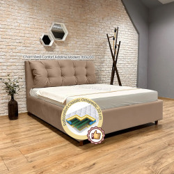 Pat cu saltea Charmbed Confort Adaline Modern Velluto 03 Mika/Walnut + Saltconfort Classic Ortopedic 160х200/20