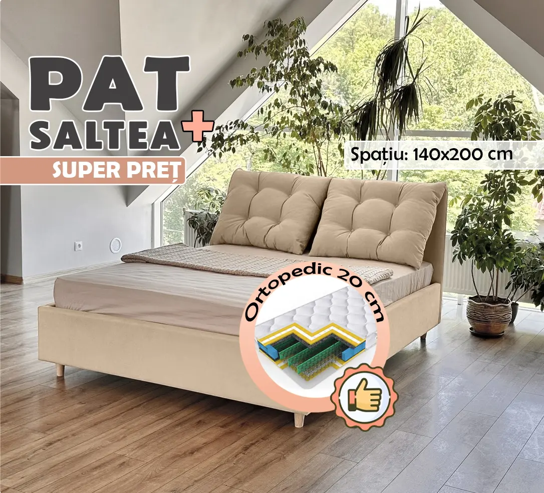 Кровать с матрасом Charmbed Confort Adele London 02 Milk Coffe + Saltconfort Classic Ortopedic 140х200/20