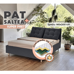 Кровать с матрасом Charmbed Confort Adele London 16 Dark Grey + Saltconfort Classic Ortopedic 140х200/20 Thumb