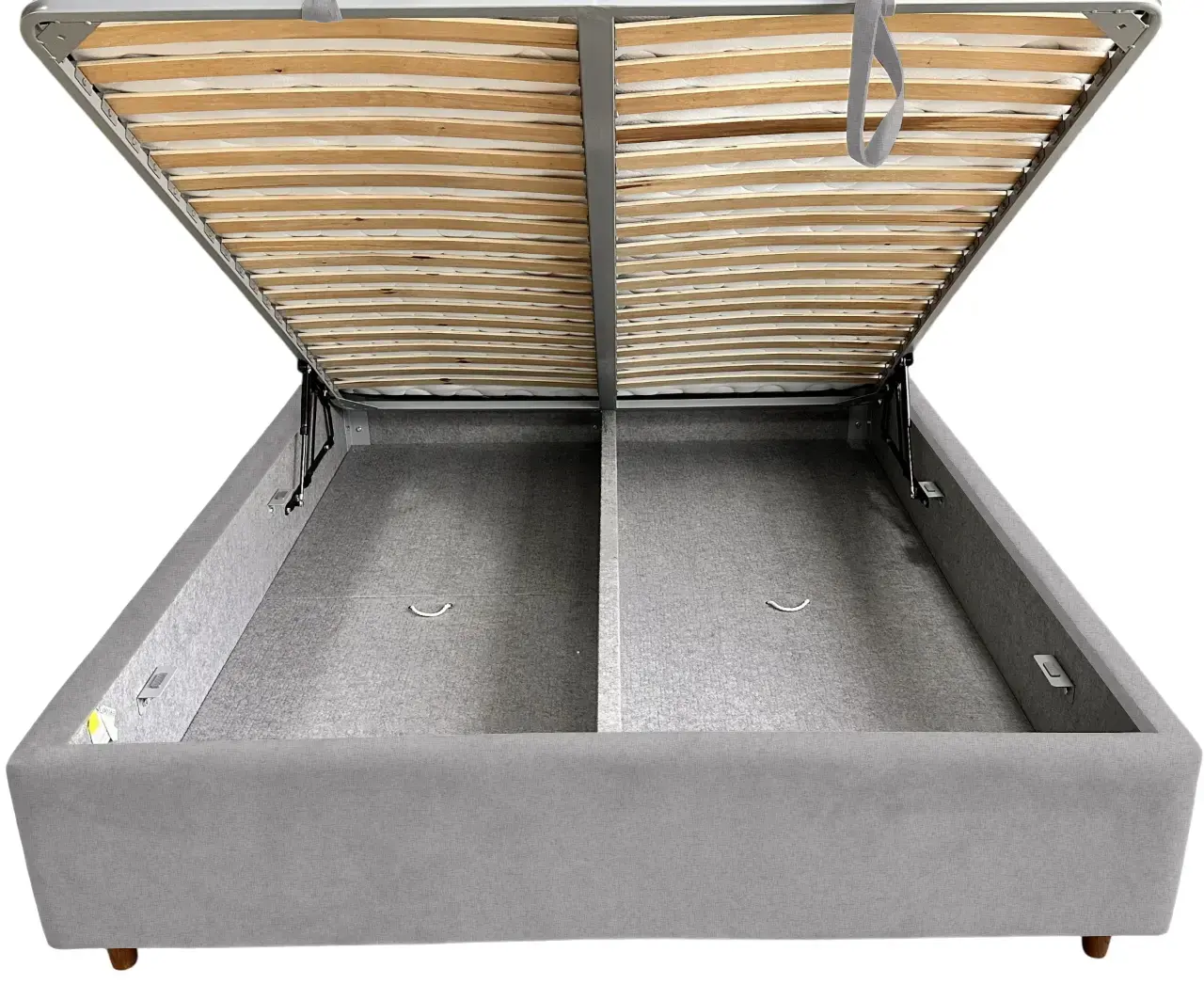 Pat cu saltea Charmbed Confort Adele Modern Glow 15 Light Grey/Walnut + Saltconfort Classic Ortopedic 140х200/20