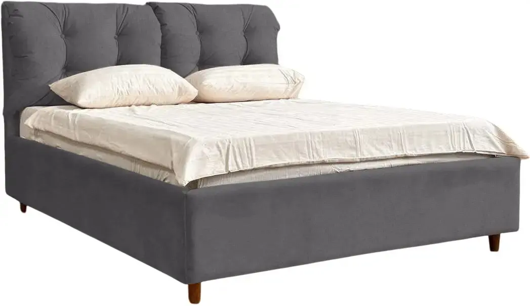 Pat cu saltea Charmbed Confort Adele Modern Glow 19 Anthracite/Walnut + Saltconfort Classic Ortopedic 140х200/20