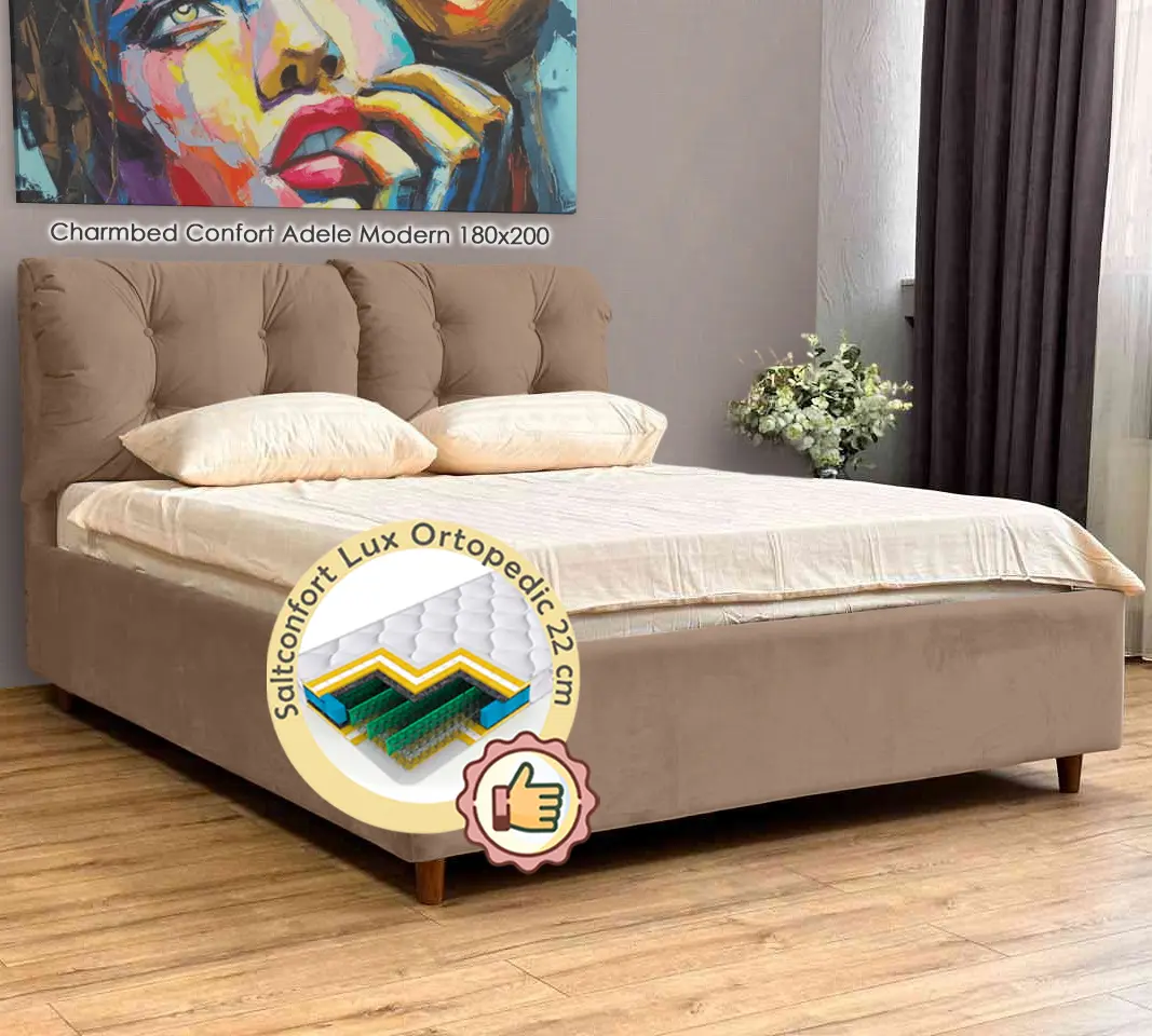 Pat cu saltea Charmbed Confort Adele Modern + Lux Ortopedic 180х200 (Mika)