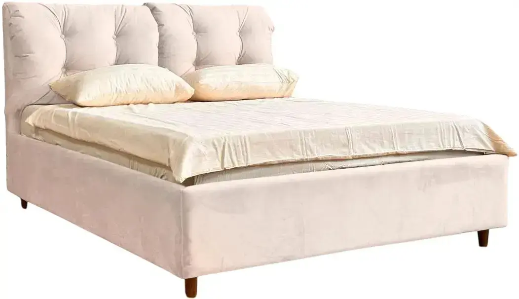 Кровать с матрасом Charmbed Confort Adele Modern Velluto 02 Beige/Walnut + Saltconfort Classic Ortopedic 140х200/20