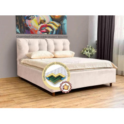 Pat cu saltea Charmbed Confort Adele Modern Velluto 02 Beige/Walnut + Saltconfort Classic Ortopedic 160х200/20