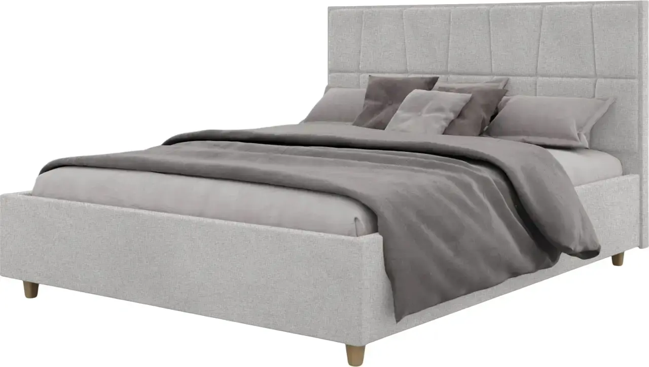 Pat cu saltea Charmbed Confort Malvina Modern Glow 15 Light Grey/Walnut + Saltconfort Classic Ortopedic 140х200/20