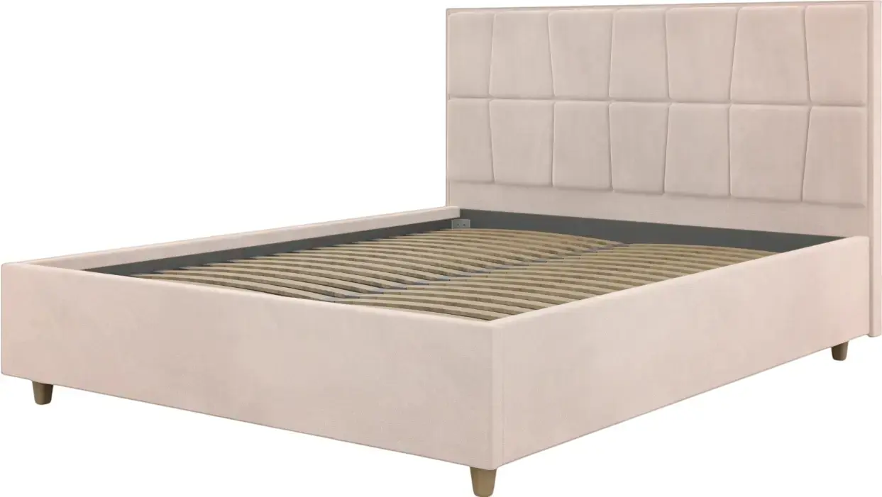 Кровать с матрасом Charmbed Confort Malvina Modern Velluto 02 Beige/Walnut + Saltconfort Classic Ortopedic 140х200/20