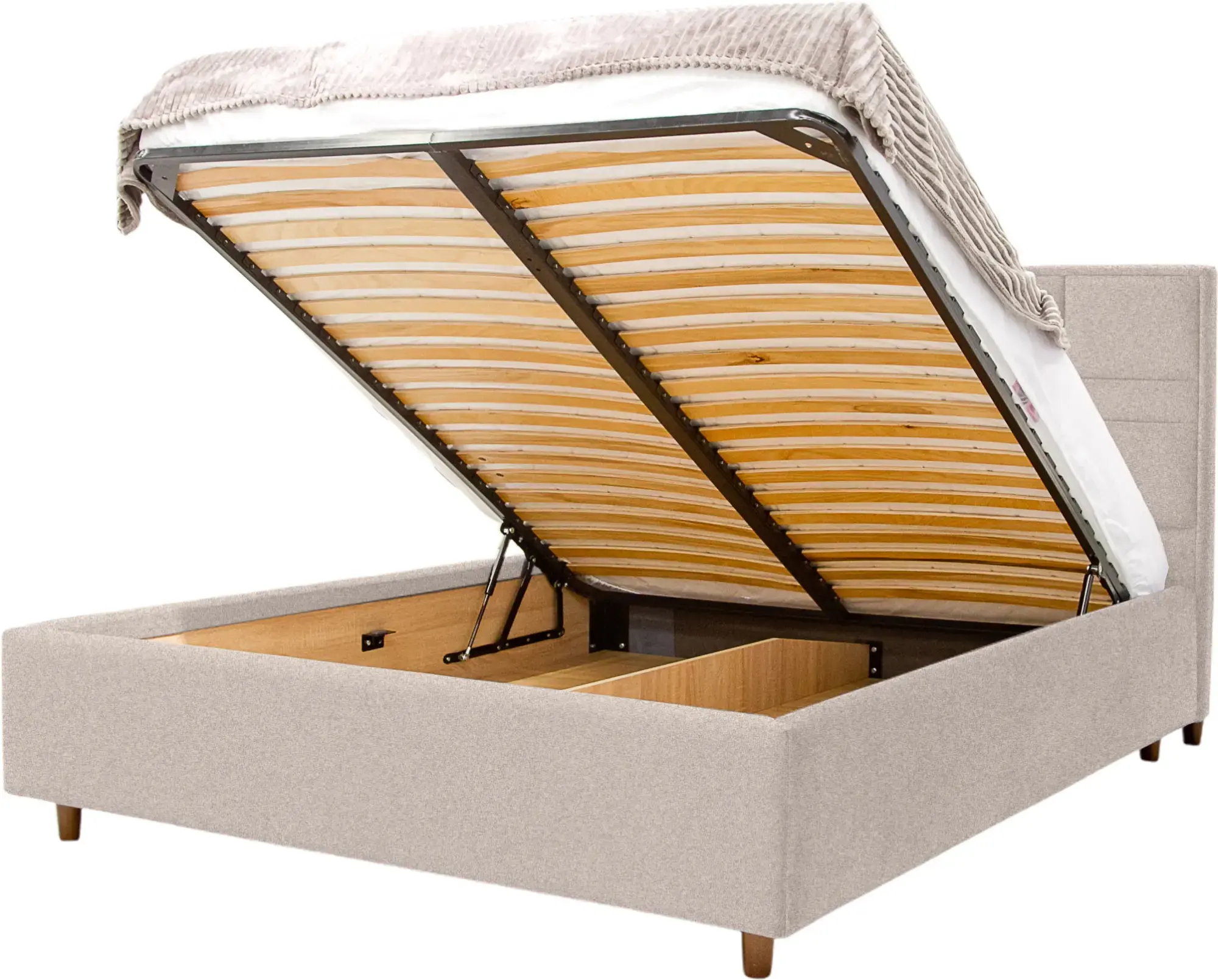 Pat cu saltea Charmbed Confort Maria Modern Glow 03 Fossil/Walnut + Saltconfort Classic Ortopedic 160х200/20