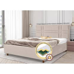 Pat cu saltea Charmbed Confort Maria Modern Glow 03 Fossil/Walnut + Saltconfort Classic Ortopedic 160х200/20