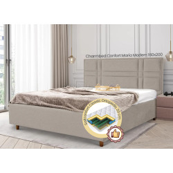 Pat cu saltea Charmbed Confort Maria Modern Glow 04 Stone/Walnut + Saltconfort Classic Ortopedic 160х200/20