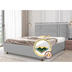 Pat cu saltea Charmbed Confort Maria Modern Glow 15 Light Grey/Walnut + Saltconfort Classic Ortopedic 140х200/20