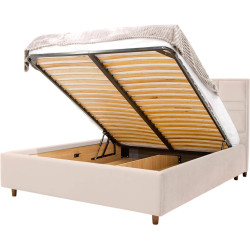 Кровать с матрасом Charmbed Confort Maria Modern Velluto 02 Beige/Walnut + Saltconfort Classic Ortopedic 140х200/20 Thumb