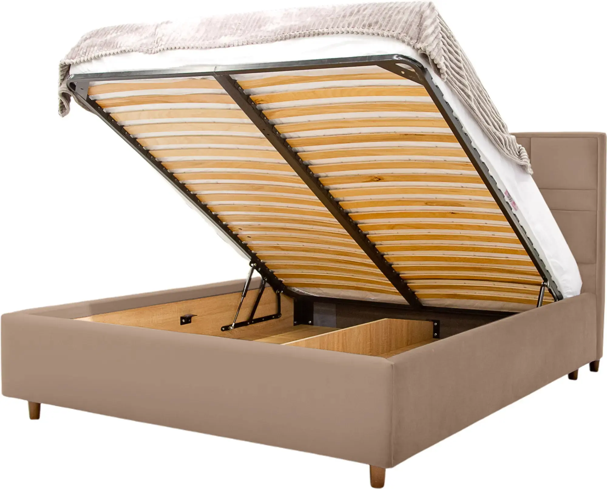 Pat cu saltea Charmbed Confort Maria Modern Velluto 03 Mika/Walnut + Saltconfort Classic Ortopedic 160х200/20