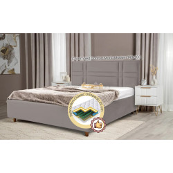 Pat cu saltea Charmbed Confort Maria Modern Velluto 15 Silver/Walnut + Saltconfort Classic Ortopedic 140х200/20