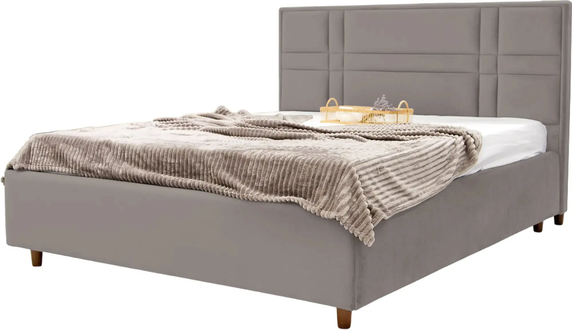 Pat cu saltea Charmbed Confort Maria Modern Velluto 15 Silver/Walnut + Saltconfort Classic Ortopedic 160х200/20