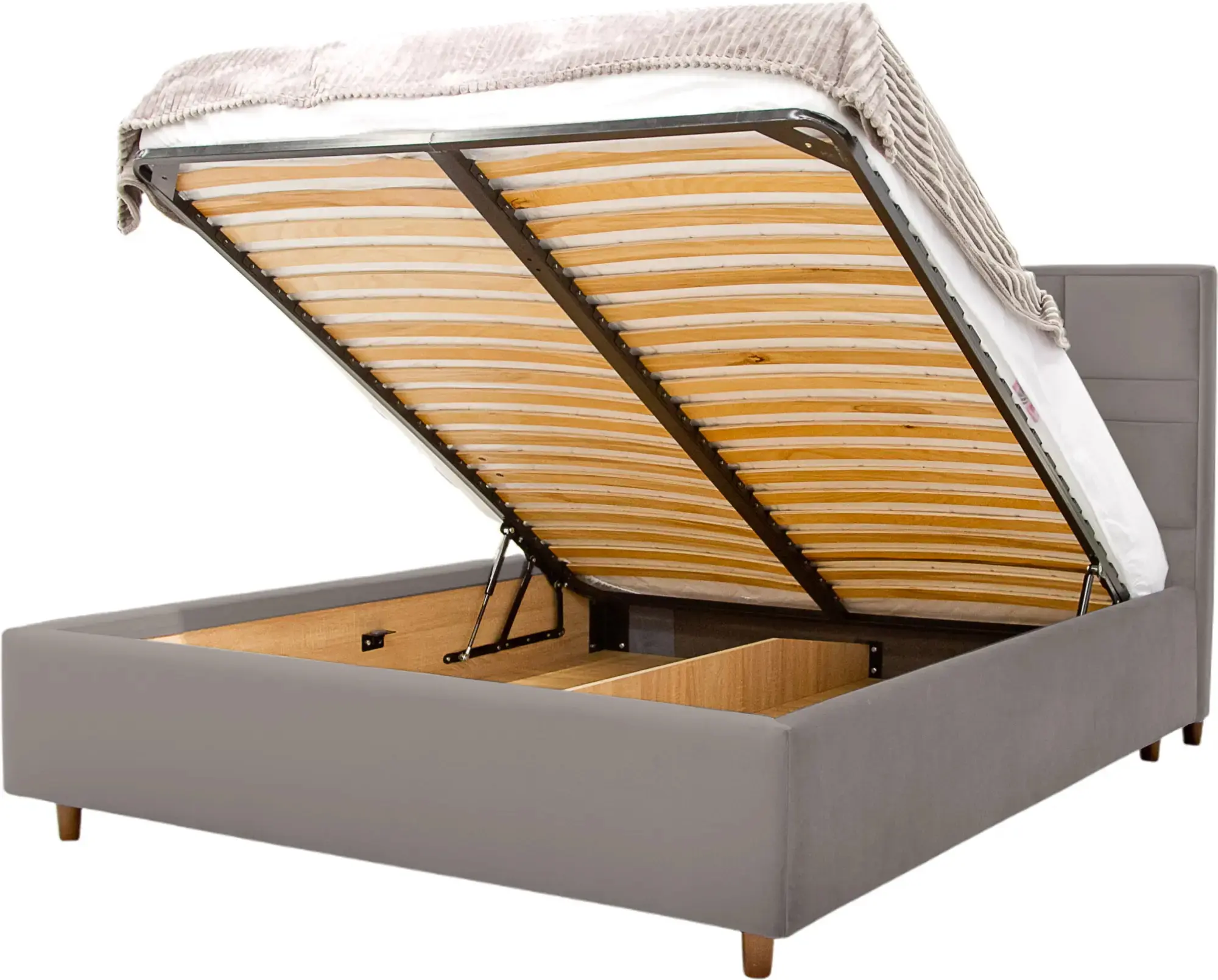 Pat cu saltea Charmbed Confort Maria Modern Velluto 15 Silver/Walnut + Saltconfort Classic Ortopedic 160х200/20