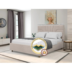 Pat cu saltea Charmbed Confort Oxana Modern Glow 03 Fossil/Walnut + Saltconfort Classic Ortopedic 140х200/20