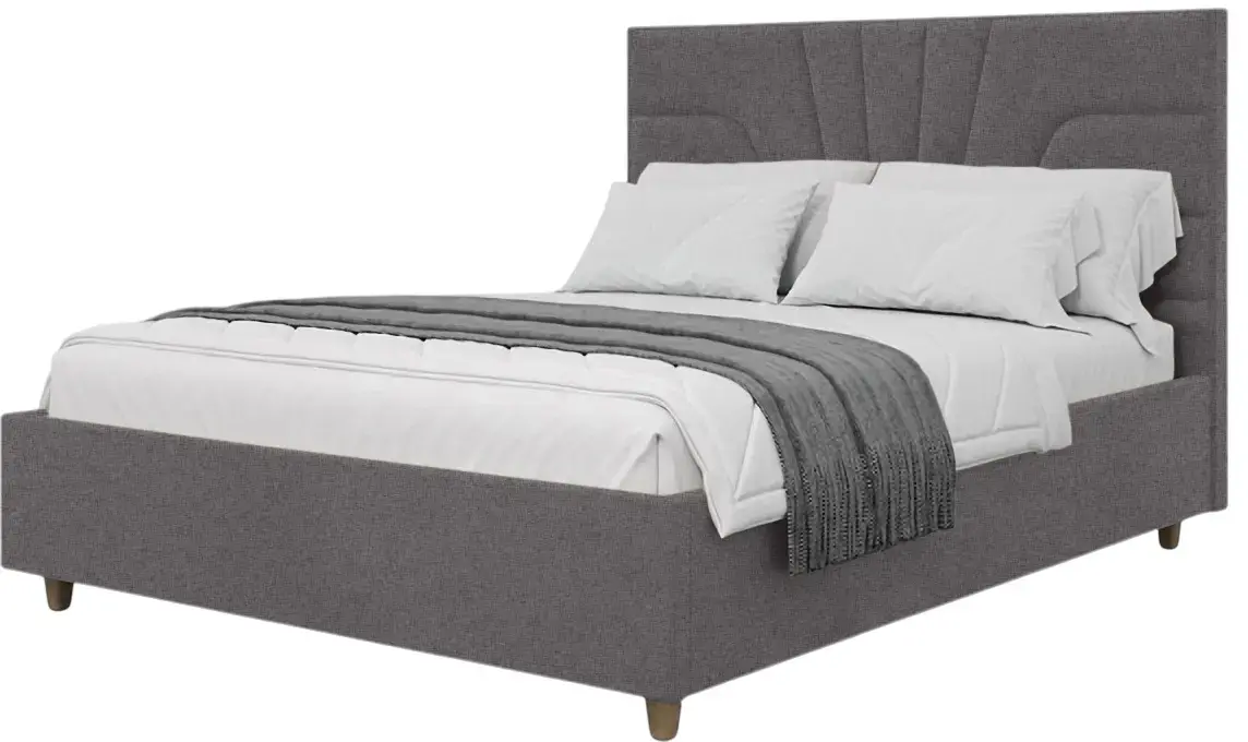 Pat cu saltea Charmbed Confort Oxana Modern Glow 19 Anthracite/Walnut + Saltconfort Classic Ortopedic 140х200/20