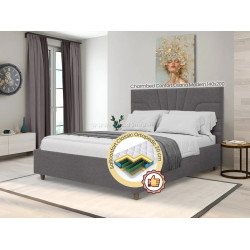 Pat cu saltea Charmbed Confort Oxana Modern Glow 19 Anthracite/Walnut + Saltconfort Classic Ortopedic 140х200/20