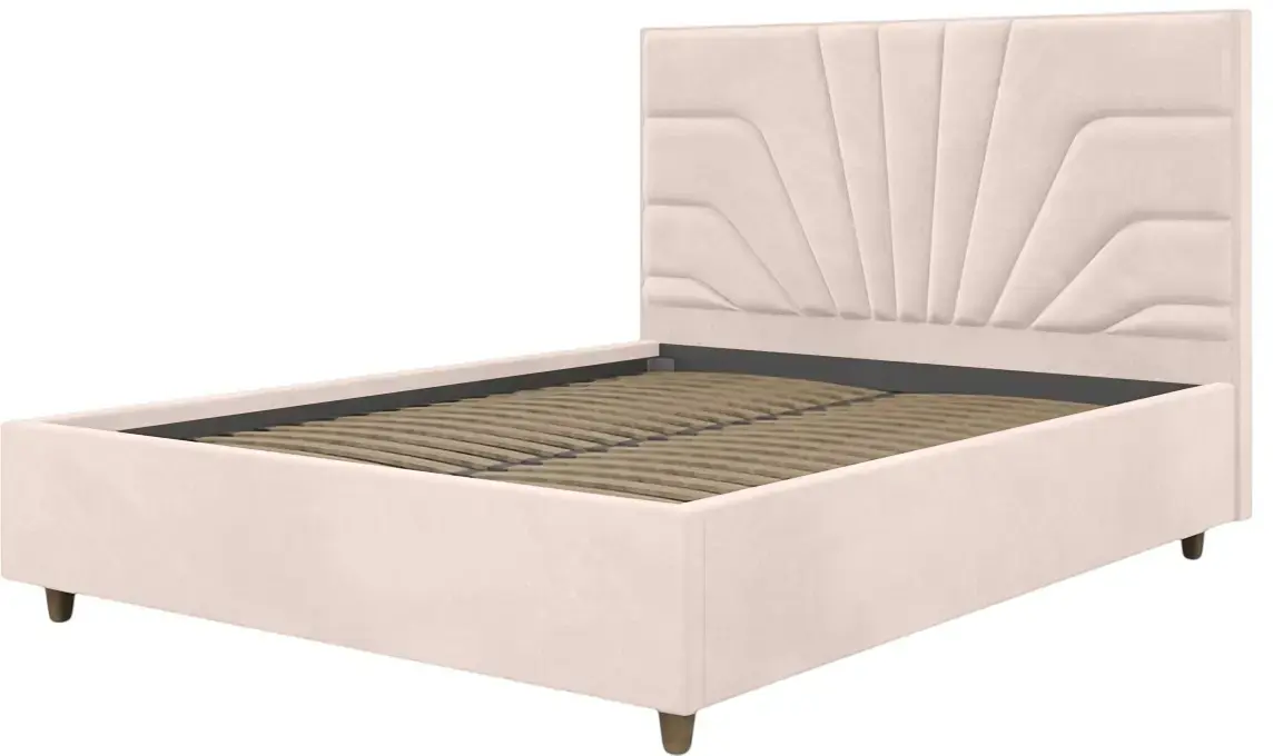 Pat cu saltea Charmbed Confort Oxana Modern Velluto 02 Beige/Walnut + Saltconfort Classic Ortopedic 160х200/20