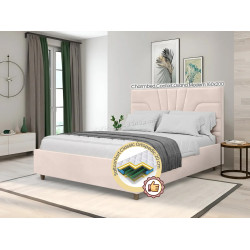 Pat cu saltea Charmbed Confort Oxana Modern Velluto 02 Beige/Walnut + Saltconfort Classic Ortopedic 160х200/20