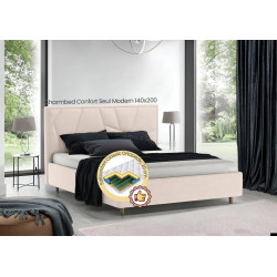 Pat cu saltea Charmbed Confort Seul Modern Velluto 02 Beige/Walnut + Saltconfort Classic Ortopedic 140х200/20