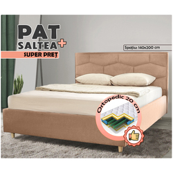 Pat cu saltea Charmbed Confort Solomia London 03 Beige + Saltconfort Classic Ortopedic 140х200/20