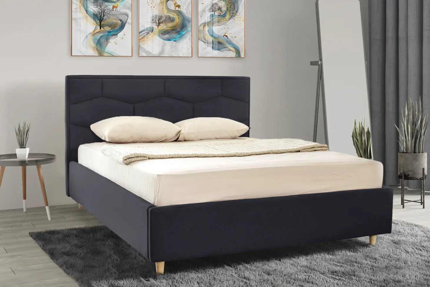 Кровать с матрасом Charmbed Confort Solomia London 16 Dark Grey + Saltconfort Classic Ortopedic 140х200/20 - 2