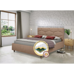 Pat cu saltea Charmbed Confort Solomia Modern Velluto 03 Fossil/Walnut + Saltconfort Classic Ortopedic 160х200/20