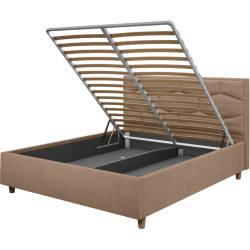 Pat cu saltea Charmbed Confort Solomia Modern Velluto 03 Fossil/Walnut + Saltconfort Classic Ortopedic 160х200/20 Thumb