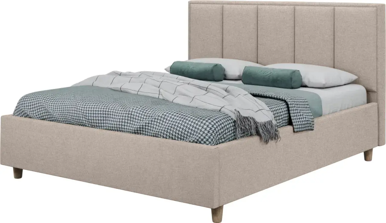 Pat cu saltea Charmbed Confort Stenli Modern Glow 03 Fossil/Walnut + Saltconfort Classic Ortopedic 140х200/20