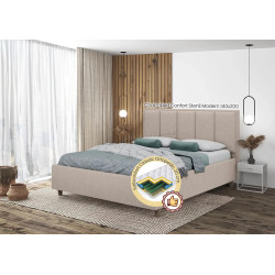 Pat cu saltea Charmbed Confort Stenli Modern Glow 03 Fossil/Walnut + Saltconfort Classic Ortopedic 140х200/20