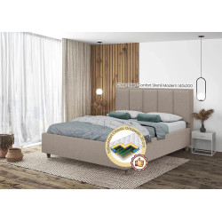 Pat cu saltea Charmbed Confort Stenli Modern Glow 04 Stone/Walnut + Saltconfort Classic Ortopedic 140х200/20