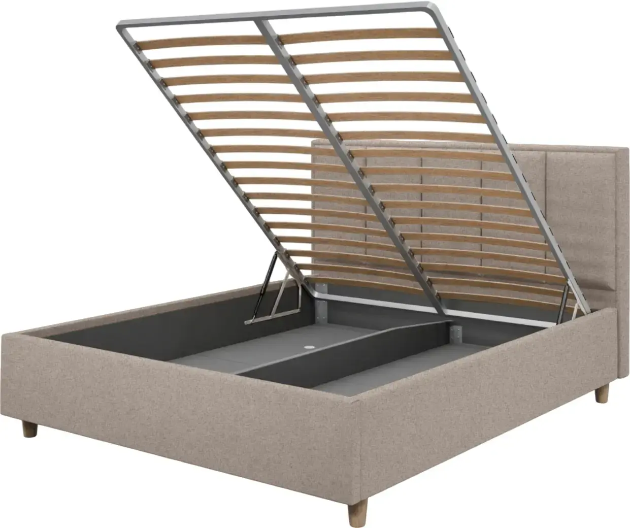 Pat cu saltea Charmbed Confort Stenli Modern Glow 04 Stone/Walnut + Saltconfort Classic Ortopedic 140х200/20