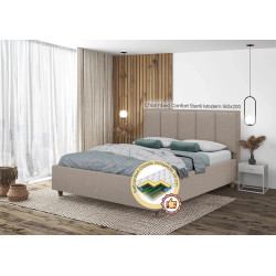 Pat cu saltea Charmbed Confort Stenli Modern Glow 04 Stone/Walnut + Saltconfort Classic Ortopedic 160х200/20