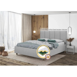 Pat cu saltea Charmbed Confort Stenli Modern Glow 15 Light Grey/Walnut + Saltconfort Classic Ortopedic 160х200/20