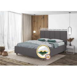 Pat cu saltea Charmbed Confort Stenli Modern Glow 19 Anthracite/Walnut + Saltconfort Classic Ortopedic 160х200/20