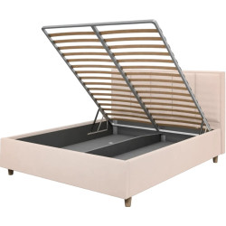 Pat cu saltea Charmbed Confort Stenli Modern Velluto 02 Beige/Walnut + Saltconfort Classic Ortopedic 160х200/20 Thumb