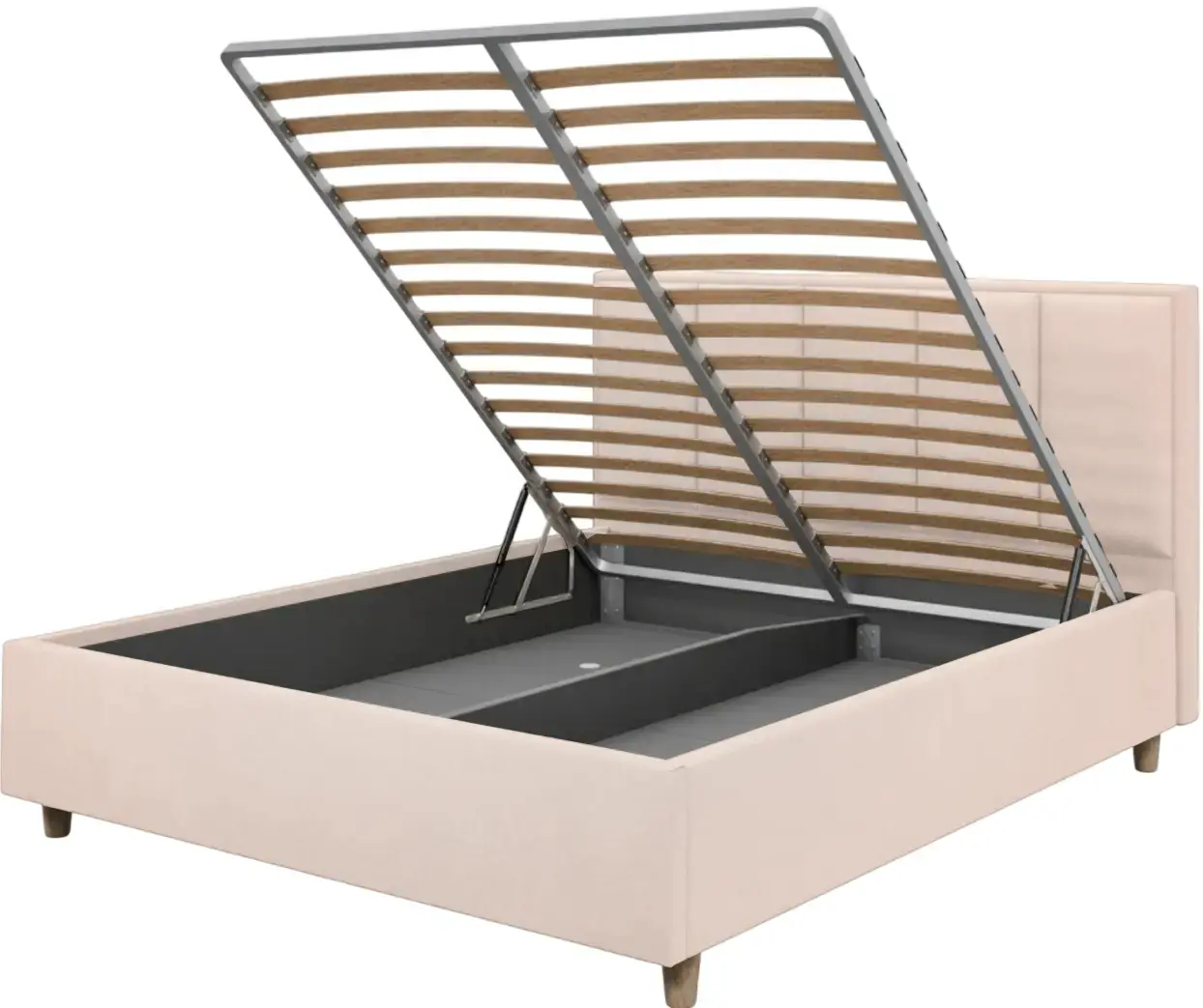 Pat cu saltea Charmbed Confort Stenli Modern Velluto 02 Beige/Walnut + Saltconfort Classic Ortopedic 160х200/20