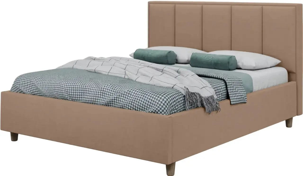 Кровать с матрасом Charmbed Confort Stenli Modern Velluto 03 Mika/Walnut + Saltconfort Classic Ortopedic 140х200/20