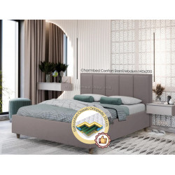 Pat cu saltea Charmbed Confort Stenli Modern Velluto 15 Silver/Walnut + Saltconfort Classic Ortopedic 140х200/20