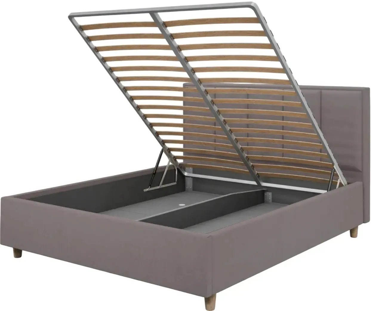 Pat cu saltea Charmbed Confort Stenli Modern Velluto 15 Silver/Walnut + Saltconfort Classic Ortopedic 160х200/20