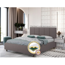 Pat cu saltea Charmbed Confort Stenli Modern Velluto 16 Grey/Walnut + Saltconfort Classic Ortopedic 160х200/20