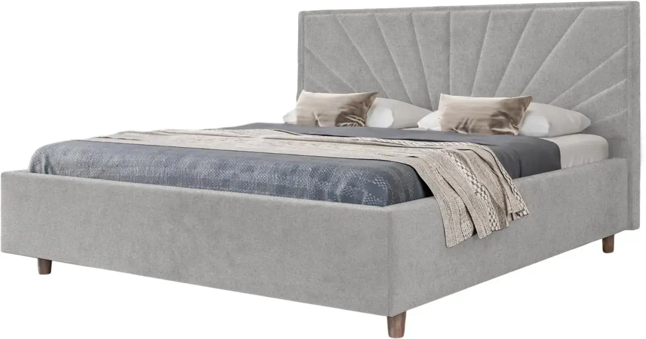 Pat cu saltea Charmbed Confort Sunny Modern Glow 15 Light Grey/Walnut + Saltconfort Classic Ortopedic 160х200/20