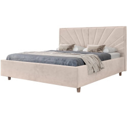 Pat cu saltea Charmbed Confort Sunny Modern Velluto 02 Beige/Walnut + Saltconfort Classic Ortopedic 140х200/20 Thumb