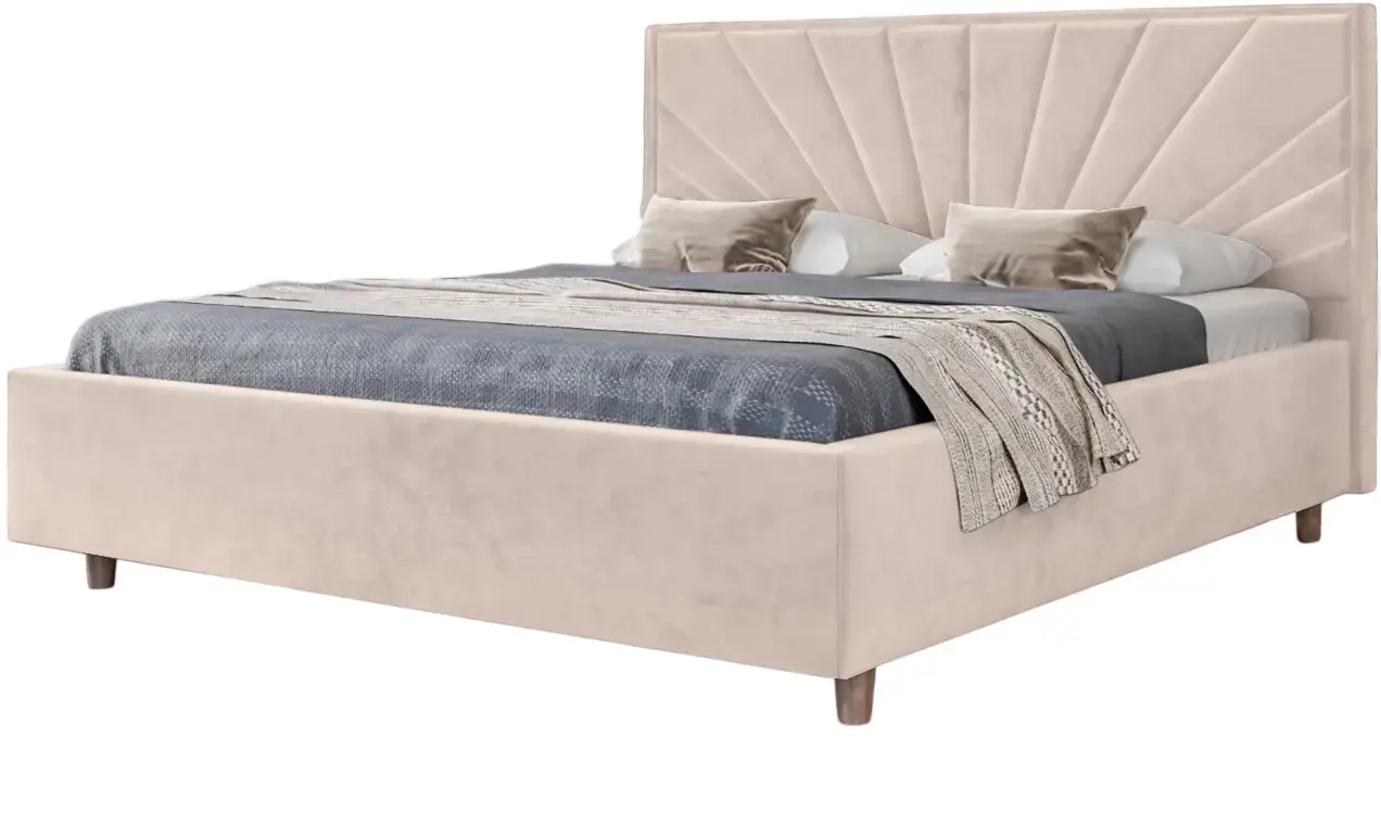 Pat cu saltea Charmbed Confort Sunny Modern Velluto 02 Beige/Walnut + Saltconfort Classic Ortopedic 140х200/20