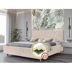 Pat cu saltea Charmbed Confort Sunny Modern Velluto 02 Beige/Walnut + Saltconfort Classic Ortopedic 140х200/20