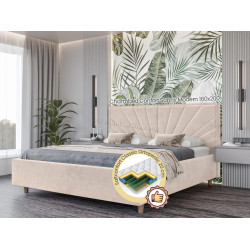 Pat cu saltea Charmbed Confort Sunny Modern Velluto 02 Beige/Walnut + Saltconfort Classic Ortopedic 160х200/20